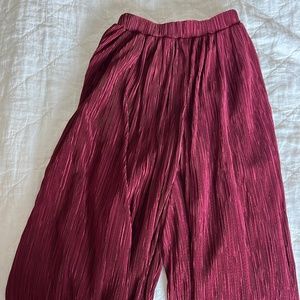 Ray Beams Dark Red Wide-Legged Pleat Pants Size S